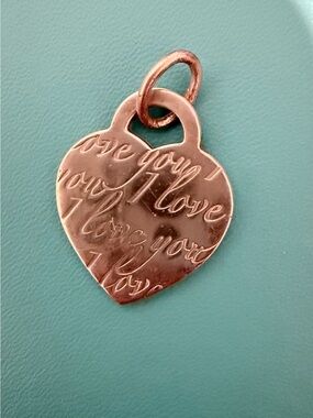 Tiffany & Co. Silver Heart Pendant with Engraved "I Love You" Script